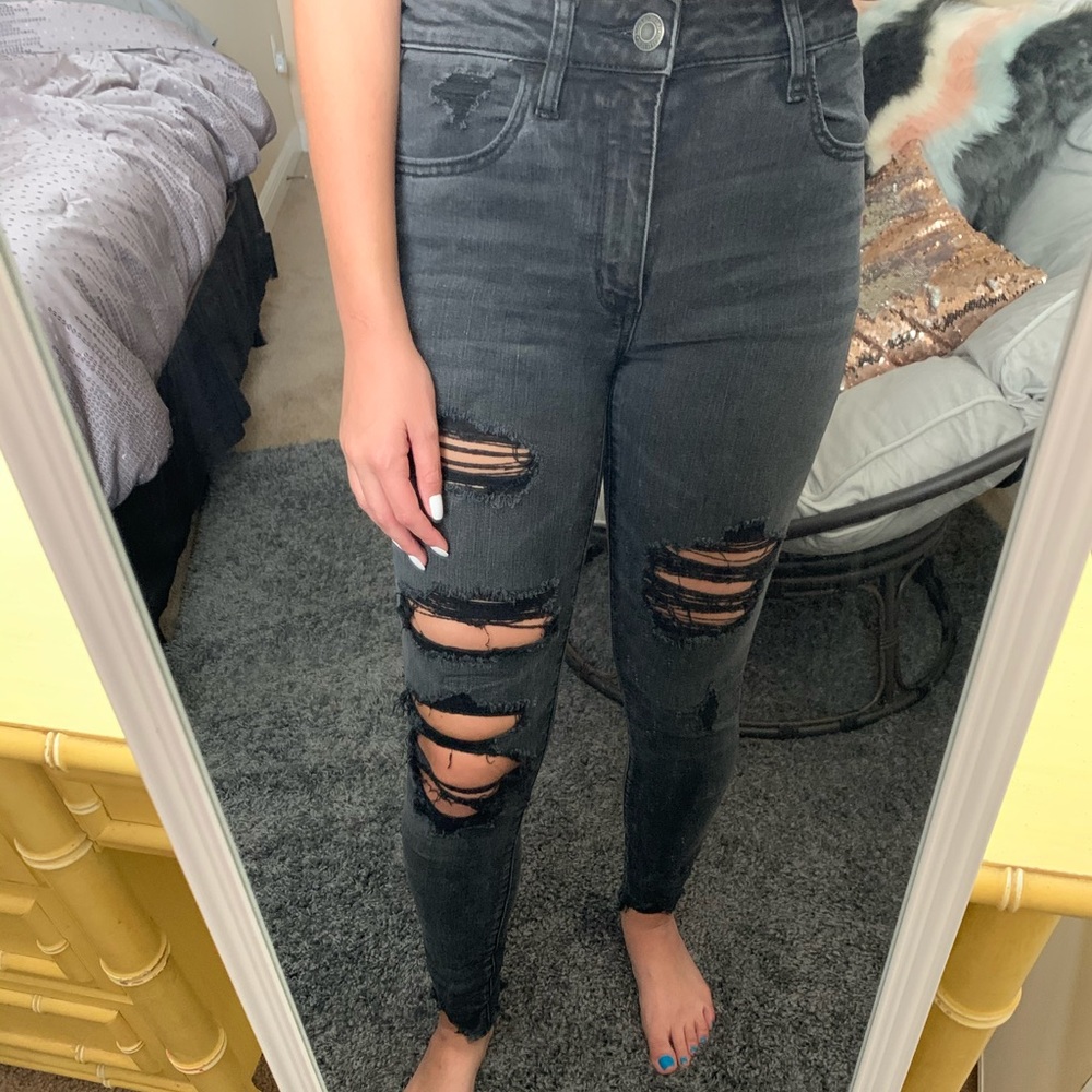 American Eagle Black Distressed & Ripped Jeans